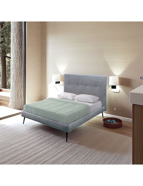 Letto una piazza e mezza con rete inclusa Stiletto tessuto grigio chiaro