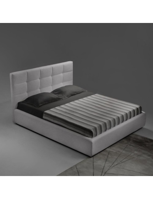 Camera da letto Faba armadio con specchi e ante grigio e cemento e letto contenitore Ascoli