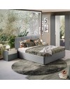 Camera da letto Faba armadio con specchi e ante grigio e cemento e letto contenitore Ascoli