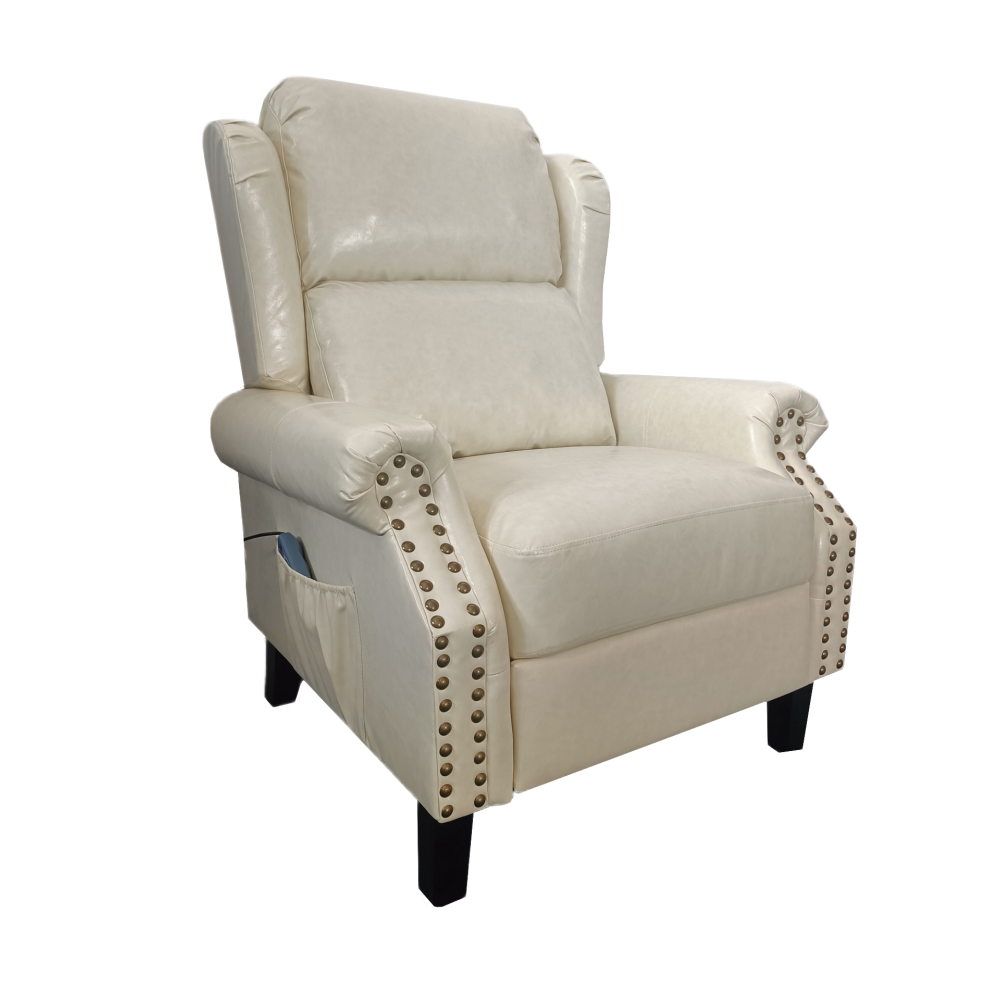 Poltrona con massaggio e schienale riscaldabile Wing ecopelle beige