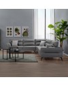 Divano angolare Sigmar tessuto grigio Prada6 con seduta traslante 300x250x100H