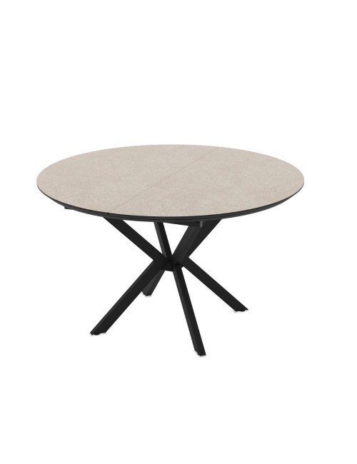 Tavolo rotondo allungabile Dobok piano cashmere 126x126x76H con gambe nere