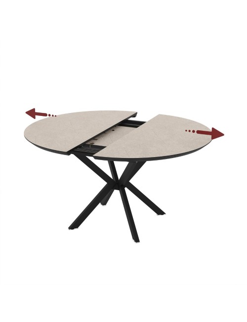 Tavolo rotondo allungabile Dobok piano cashmere 126x126x76H con gambe nere