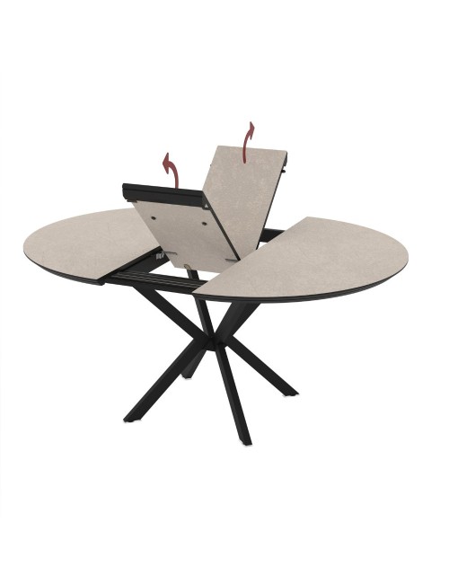 Tavolo rotondo allungabile Dobok piano cashmere 126x126x76H con gambe nere