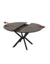 Tavolo rotondo allungabile Dobok piano effetto marmo brown lucido 126x126x76H con gambe nere