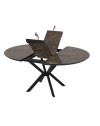 Tavolo rotondo allungabile Dobok piano effetto marmo brown lucido 126x126x76H con gambe nere