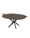 Tavolo rotondo allungabile Dobok piano effetto marmo brown lucido 126x126x76H con gambe nere
