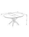 Tavolo rotondo allungabile Dobok piano effetto marmo bianco opaco 126x126x76H con gambe nere