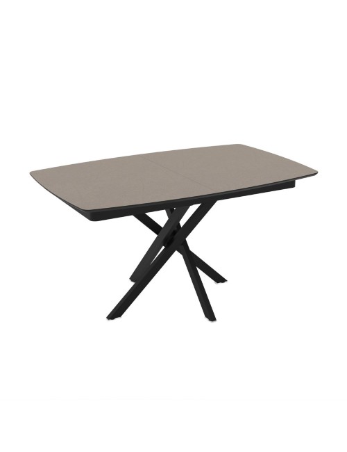 Tavolo allungabile piano grigio tortora e gambe in metallo nero Filis 145x90x76H