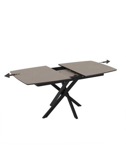 Tavolo allungabile piano grigio tortora e gambe in metallo nero Filis 145x90x76H