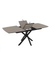 Tavolo allungabile piano grigio tortora e gambe in metallo nero Filis 145x90x76H