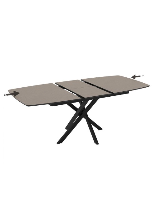 Tavolo allungabile piano grigio tortora e gambe in metallo nero Filis 145x90x76H