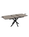 Tavolo allungabile piano grigio tortora e gambe in metallo nero Filis 145x90x76H