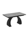 Tavolo allungabile Libra con piano in ceramica effetto marmo grigio e base arcuata nera 140x80x76H