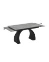 Tavolo allungabile Libra con piano in ceramica effetto marmo grigio e base arcuata nera 140x80x76H