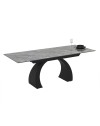 Tavolo allungabile Libra con piano in ceramica effetto marmo grigio e base arcuata nera 140x80x76H