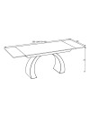 Tavolo allungabile Libra con piano in ceramica effetto marmo grigio e base arcuata nera 140x80x76H