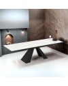 Tavolo allungabile Monza piano in ceramica effetto marmo bianco e gambe in metallo nero 180x90x77H