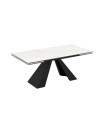 Tavolo allungabile Monza piano in ceramica effetto marmo bianco e gambe in metallo nero 180x90x77H