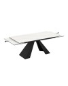 Tavolo allungabile Monza piano in ceramica effetto marmo bianco e gambe in metallo nero 180x90x77H