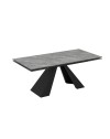 Tavolo allungabile Monza piano in ceramica effetto marmo grigio e gambe in metallo nero 180x90x77H