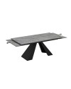 Tavolo allungabile Monza piano in ceramica effetto marmo grigio e gambe in metallo nero 180x90x77H