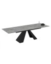 Tavolo allungabile Monza piano in ceramica effetto marmo grigio e gambe in metallo nero 180x90x77H