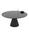 Tavolo girevole allungabile Yandan con piano effetto marmo nero lucido e base conica in metallo nero 150x94x76H