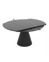Tavolo girevole allungabile Yandan con piano effetto marmo nero lucido e base conica in metallo nero 150x94x76H