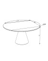 Tavolo girevole allungabile Yandan con piano effetto marmo nero lucido e base conica in metallo nero 150x94x76H
