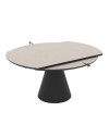 Tavolo girevole allungabile Yandan con piano colore cashmere e base conica in metallo nero 150x94x76H