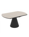 Tavolo girevole allungabile Yandan con piano colore cashmere e base conica in metallo nero 150x94x76H