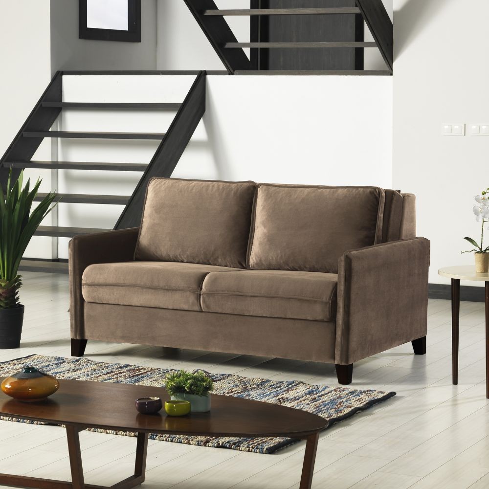 Divano letto Alcona 2 posti cappuccino con contenitore 164x112x90H