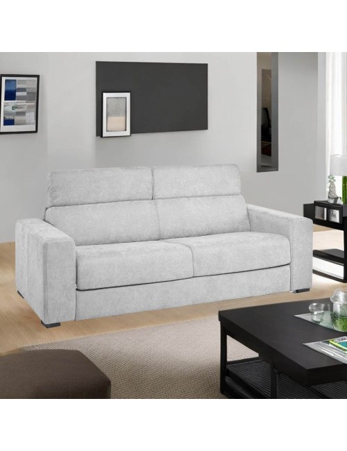 Divano letto 3 posti Crien tessuto Luna grigio chiaro 205x97x83H