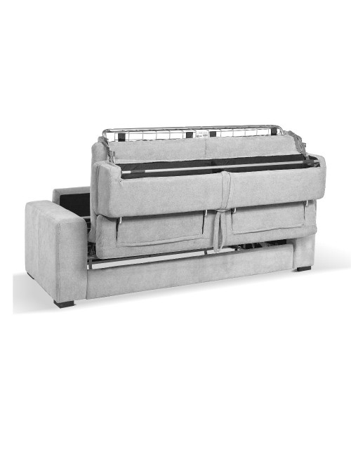 Divano letto 3 posti Crien tessuto Luna grigio chiaro 205x97x83H