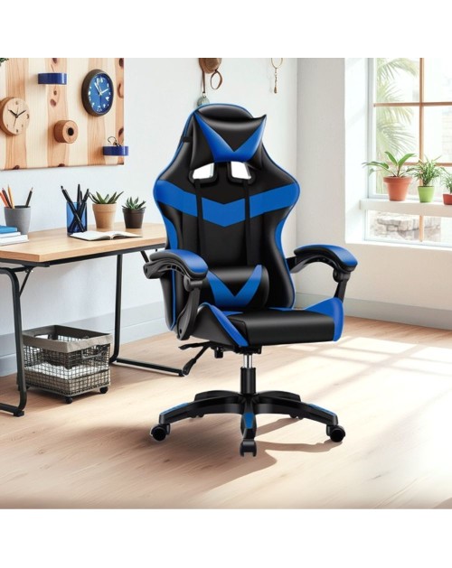 Poltrona Gaming colore nero blu PVC – Comfort e Design
