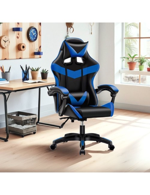 Poltrona Gaming colore nero blu PVC – Comfort e Design