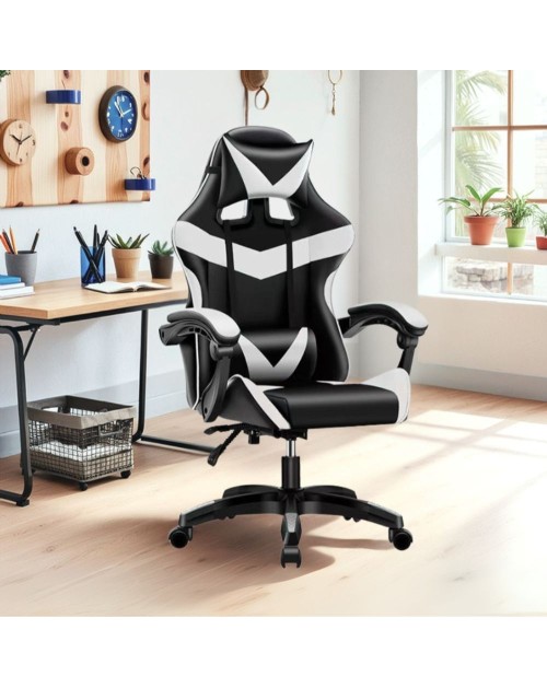 Poltrona Gaming colore nero bianco PVC – Comfort e Design