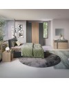 Camera da letto Faba armadio 4 ante battenti in noce e grigio e letto contenitore Ascoli grigio