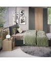 Camera da letto Faba armadio 4 ante battenti in noce e grigio e letto contenitore Ascoli grigio