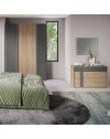 Camera da letto Faba armadio 4 ante battenti in noce e grigio e letto contenitore Ascoli grigio