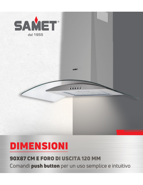 Cappa Inox da Parete 90 cm Cupolino in Vetro WETH 90 Samet Prezzo