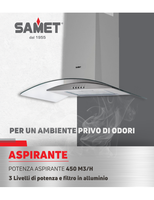 Cappa Inox da Parete 90 cm Cupolino in Vetro WETH 90 Samet Prezzo