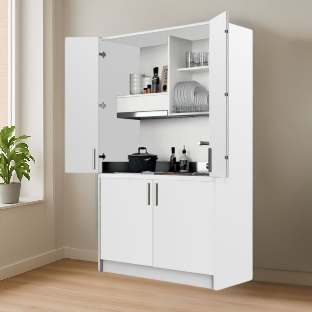Cucina salvaspazio a scomparsa Fold Evolution colore bianco e elettrodomestici inclusi 125x62x208H