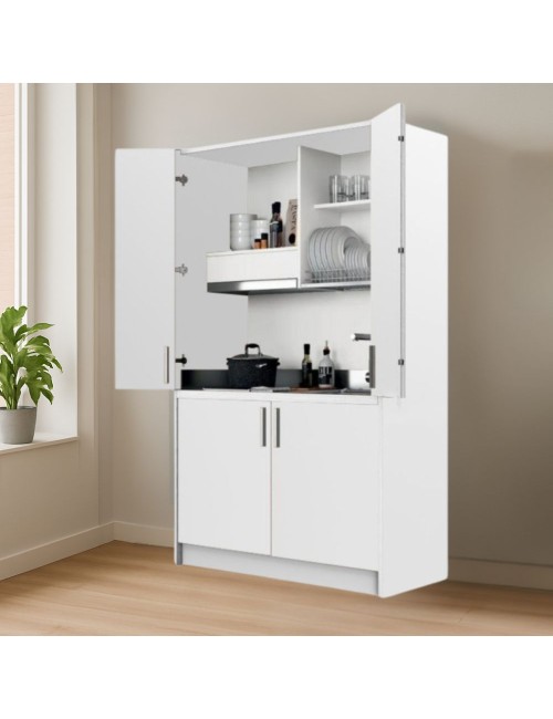 Cucina salvaspazio a scomparsa Fold Evolution colore bianco e elettrodomestici inclusi 125x62x208H