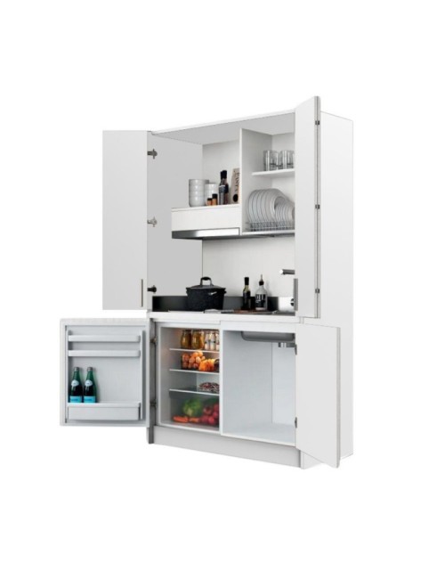 Cucina salvaspazio a scomparsa Fold Evolution colore bianco e elettrodomestici inclusi 125x62x208H