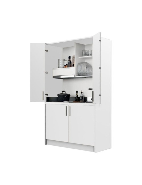 Cucina salvaspazio a scomparsa Fold Evolution colore bianco e elettrodomestici inclusi 125x62x208H
