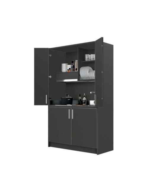 Cucina salvaspazio a scomparsa Fold Evolution colore antracite e elettrodomestici inclusi 125x62x208H
