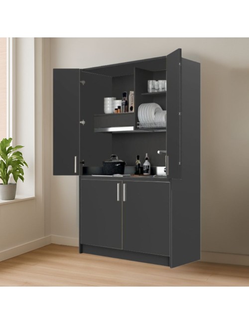 Cucina salvaspazio a scomparsa Fold Evolution colore antracite e elettrodomestici inclusi 125x62x208H