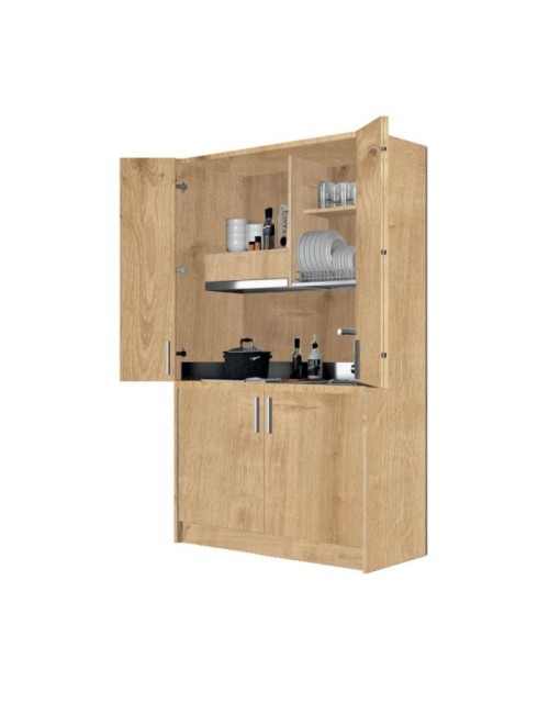 Cucina salvaspazio a scomparsa Fold Evolution colore rovere e elettrodomestici inclusi 125x62x208H